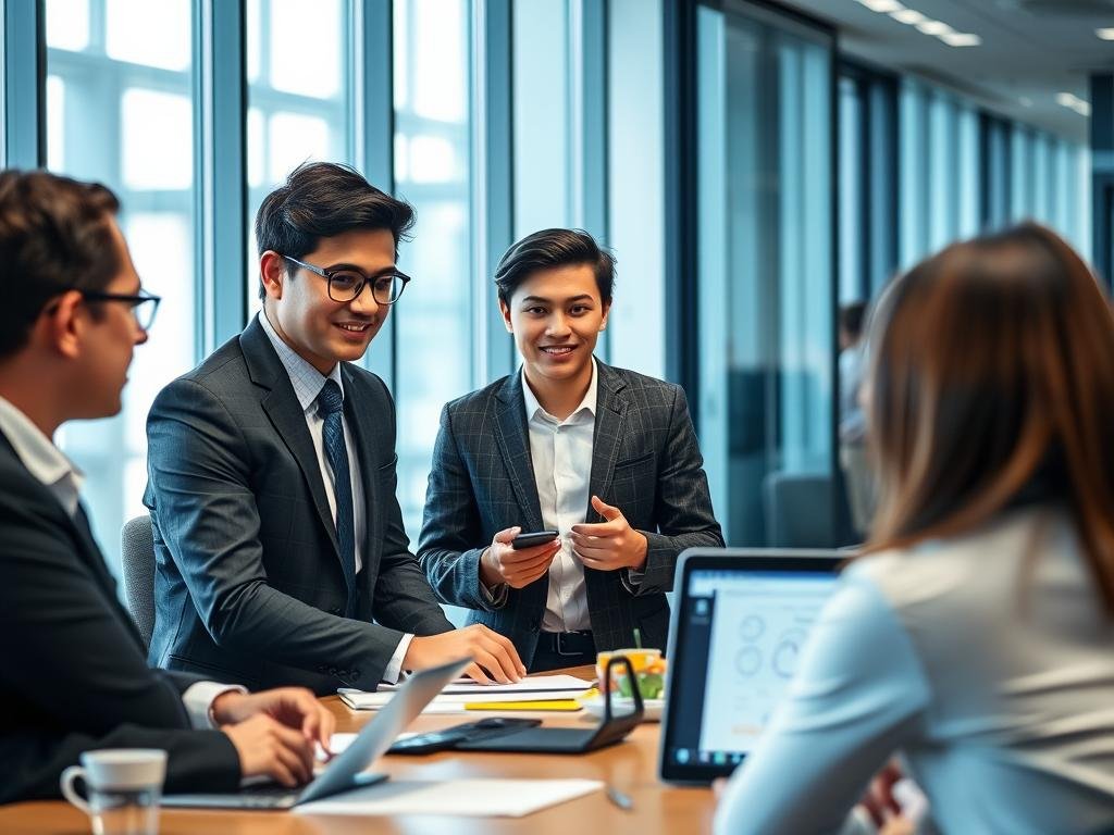 International student in a professional internship setting related to their field of study