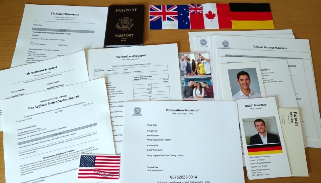 International student visa documents and application materials for study abroad
