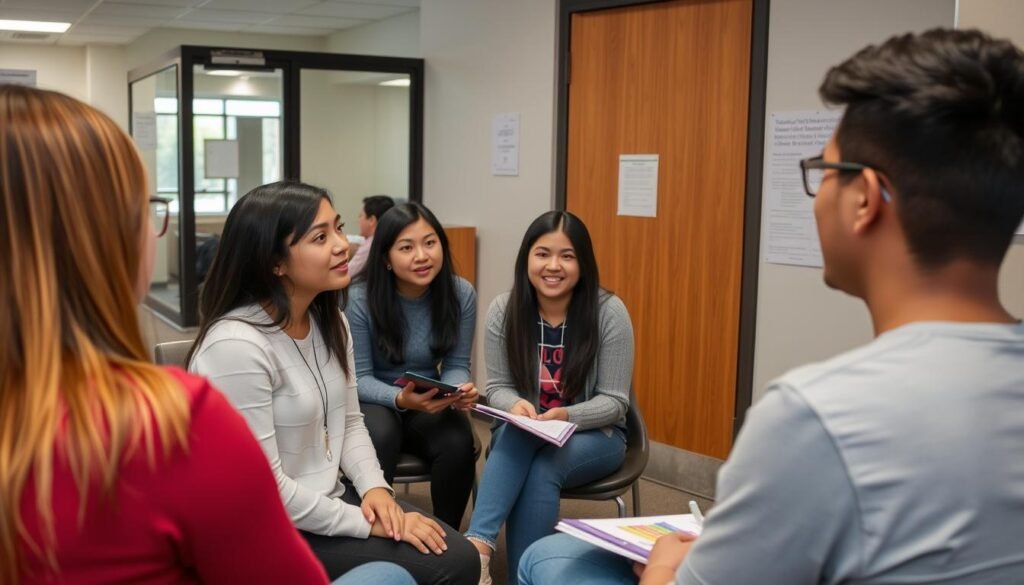 International students receiving academic advising about scholarships and study opportunities